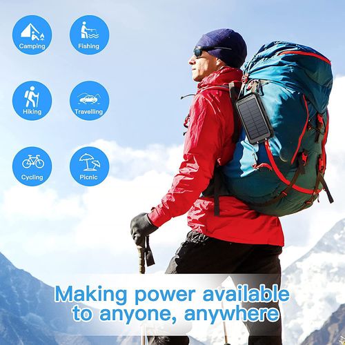 Outdoor Waterproof Solar Power Bank 10000mAh Large‑Capacity Portable Charger with Compass Function