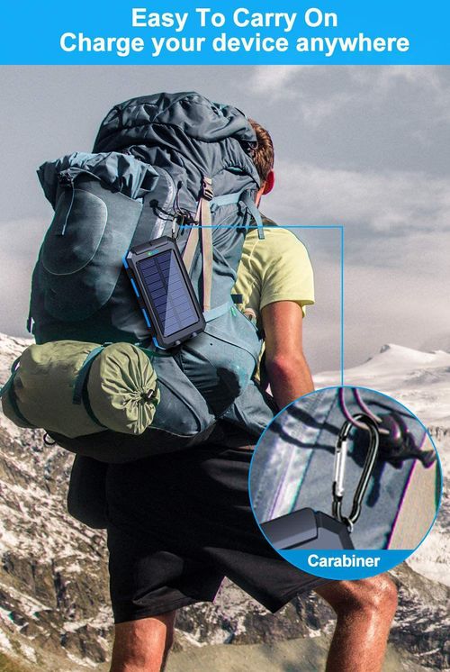 Outdoor Waterproof Solar Power Bank 10000mAh Large‑Capacity Portable Charger with Compass Function