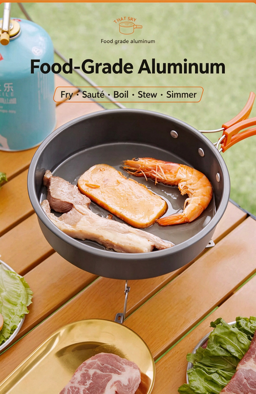 Outdoor Camping Cookware Set, Portable Stove & Kettle, Camping Pots and Tableware Kit for Picnic & Wild Cooking