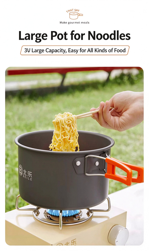 Outdoor Camping Cookware Set, Portable Stove & Kettle, Camping Pots and Tableware Kit for Picnic & Wild Cooking