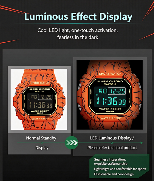 🔥Hot New Digital Watch, Waterproof Luminous Multifunctional Cool Sports Wrist Watch