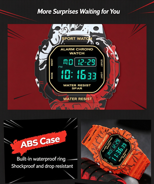 🔥Hot New Digital Watch, Waterproof Luminous Multifunctional Cool Sports Wrist Watch