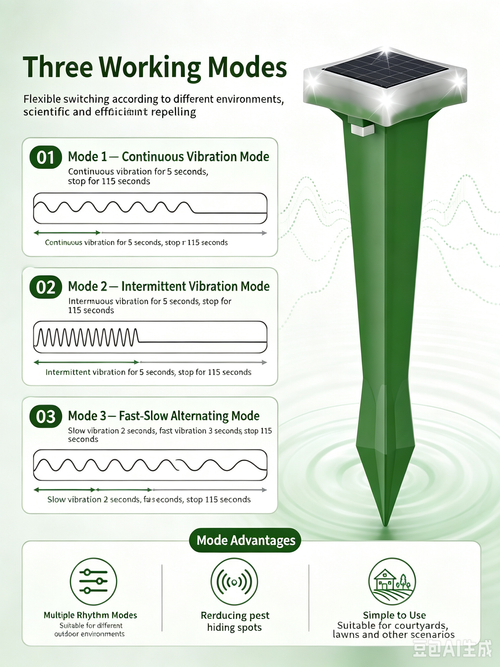 Outdoor Solar Snake & Rodent Repeller, IP65 Waterproof Simulated Seismic Wave Vibration Pest Repellent Stake for Garden Lawn