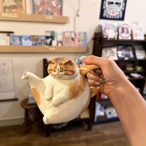 Rough Pottery Cat Teapot Set, High Aesthetic Ceramic Kettle & Cups, Heat Resistant Ceramic Mugs  >
