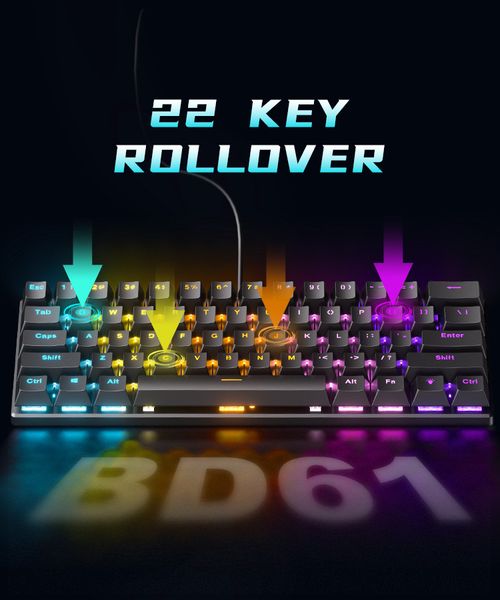 BD61 Wired 61 Keys Mechanical Gaming Keyboard