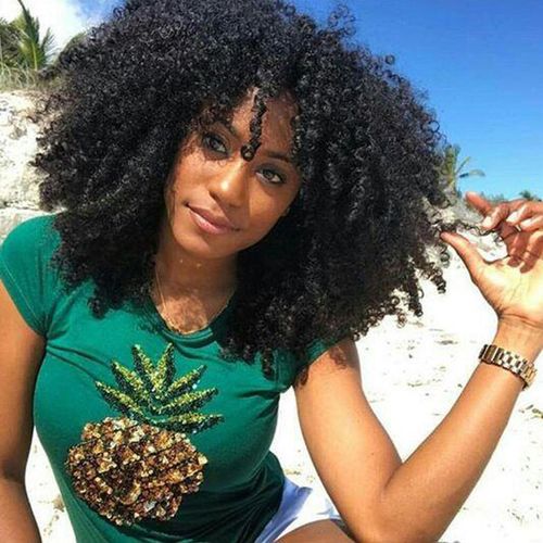 Middle Part Fluffy Small Curly Wig, Medium Length Spring Twist Wig for African Women