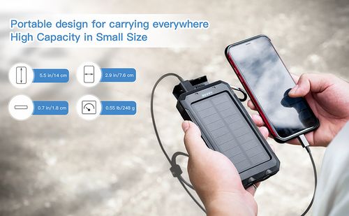 Outdoor Waterproof Solar Power Bank 10000mAh Large‑Capacity Portable Charger with Compass Function