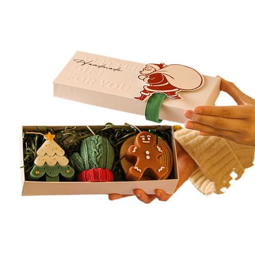 Christmas Tree & Deer Scented Candle Gift Box, Aromatherapy Soy Candle Holiday Present