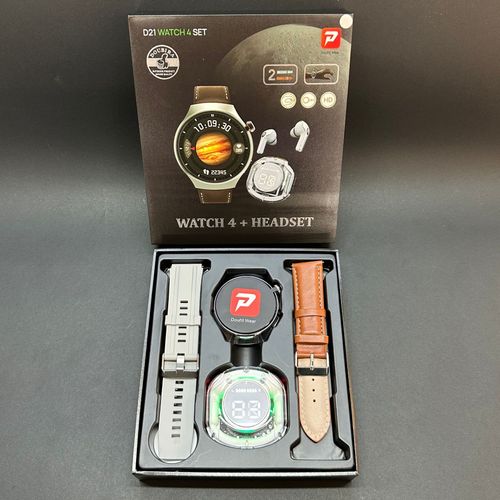 D21 Watch 4 Smart Watch Set, Multifunctional Fitness Bluetooth Smart Wristwatch for Men Women
