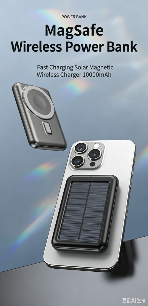 MagSafe Magnetic Wireless Fast Charging Power Bank, Mini Solar Portable Charger 20000mAh
