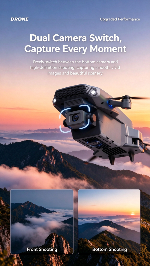E88 Pro Drone with 4K HD Camera, Foldable Quadcopter, E99 E525 RC Remote Control Aircraft Toy for Aerial Photography