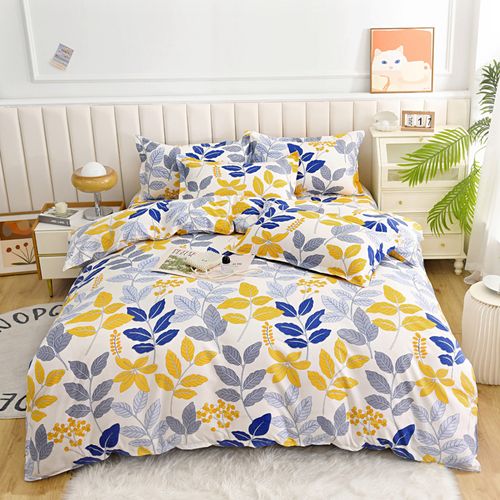 Breathable Skin-Friendly Brushed Printed 4-Piece Bedding Set, Fitted Sheet & Flat Sheet, 180*220cm