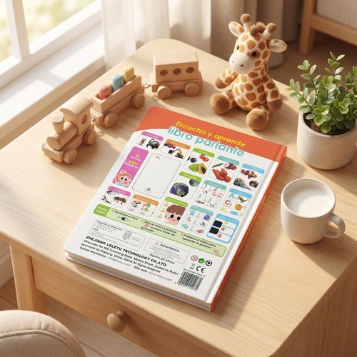 Bilingual Spanish English Touch & Read Book | 0-6 Years Old Kids Educational Electronic Reading Toy