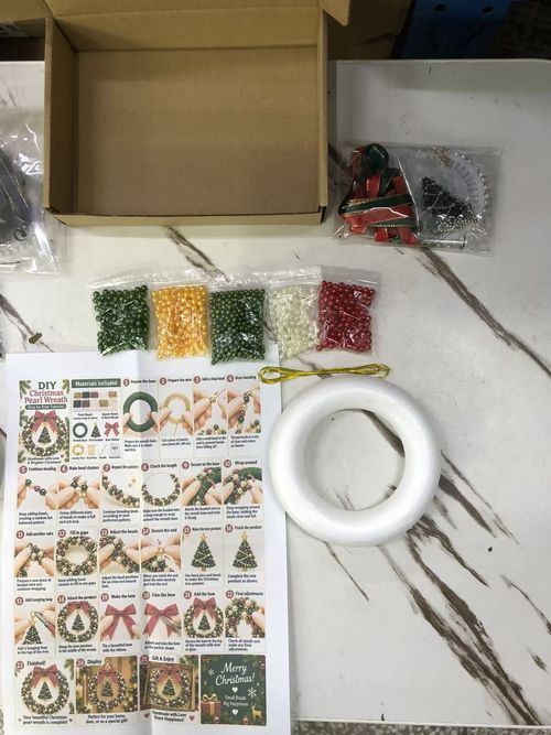 DIY Christmas Pearl Wreath Kit | Handmade Xmas Pearl Wreath Hanging Ornament