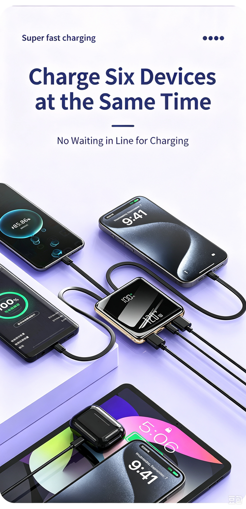 20000mAh Ultra Slim Power Bank | 22.5W Super Fast Charge Built-in Cables 3C Certified