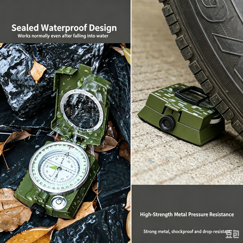 K4580S American Military Compass, Luminous Portable Engineering Plastic Survival Compass for Hiking Camping Navigation
