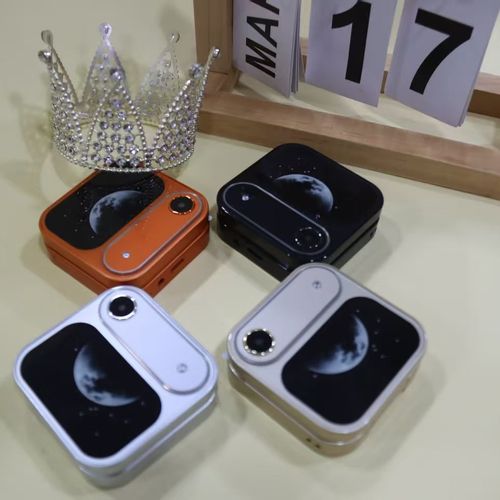 New i17 Air Orange Flip Keypad Backup Phone, Foldable Clamshell, Multi‑Language