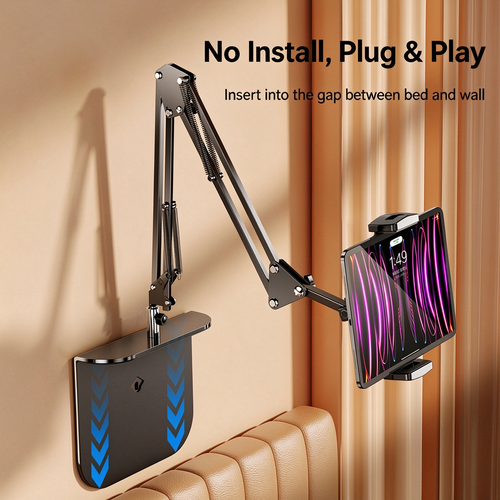 Hidden Bedside Phone Holder, Lazy No-Clamp Overhead Shooting Metal Cantilever Bracket  >
