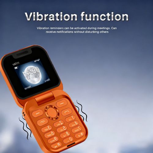 New i17 Air Orange Flip Keypad Backup Phone, Foldable Clamshell, Multi‑Language
