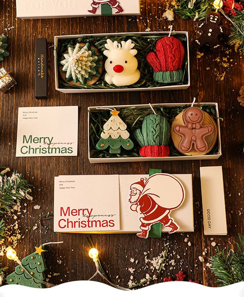 Christmas Tree & Deer Scented Candle Gift Box, Aromatherapy Soy Candle Holiday Present
