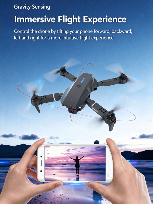 E88 Pro Drone with 4K HD Camera, Foldable Quadcopter, E99 E525 RC Remote Control Aircraft Toy for Aerial Photography