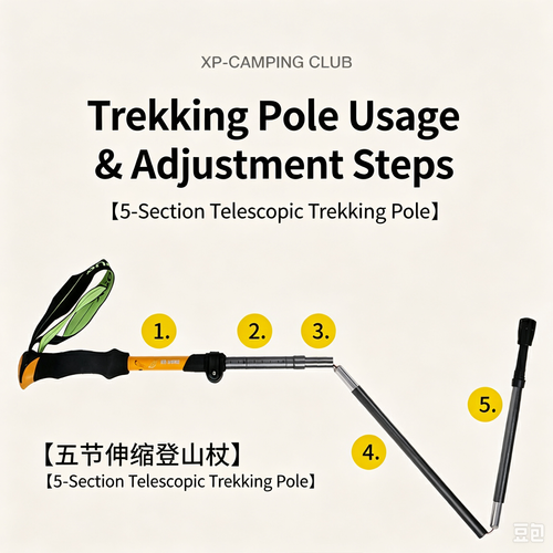 Aluminum Alloy Trekking Pole, Portable Foldable Telescopic Hiking Stick for Adults & Kids  >