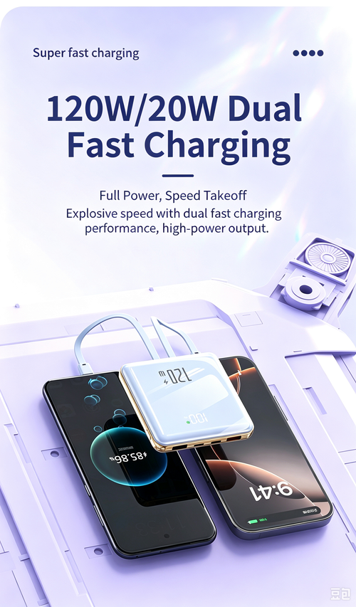 20000mAh Ultra Slim Power Bank | 22.5W Super Fast Charge Built-in Cables 3C Certified