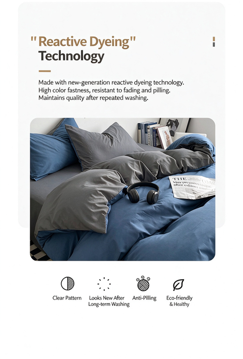 A-Class Ultra-Soft Washed Cotton Bedding Set for Naked Sleep, 4-Piece, 1.8×2.2m