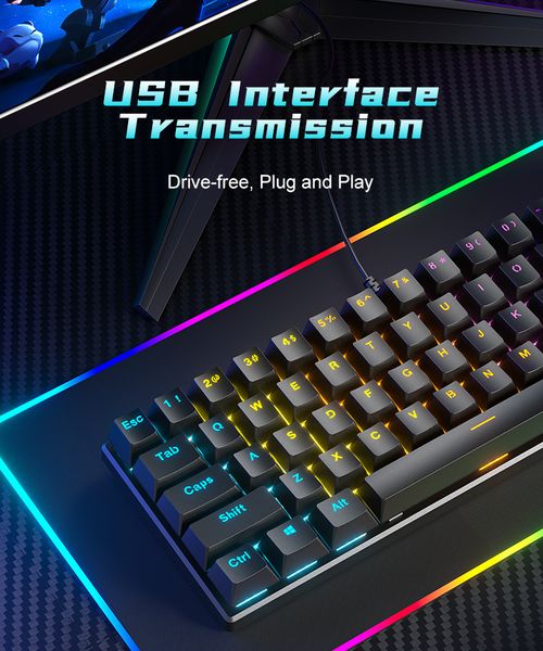 BD61 Wired 61 Keys Mechanical Gaming Keyboard