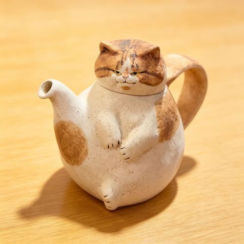 Rough Pottery Cat Teapot Set, High Aesthetic Ceramic Kettle & Cups, Heat Resistant Ceramic Mugs  >