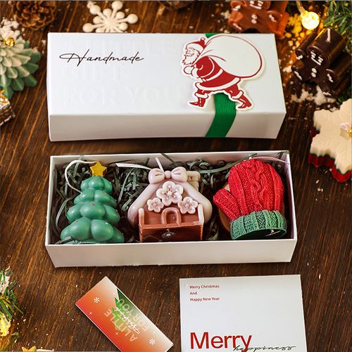 Christmas Tree & Deer Scented Candle Gift Box, Aromatherapy Soy Candle Holiday Present