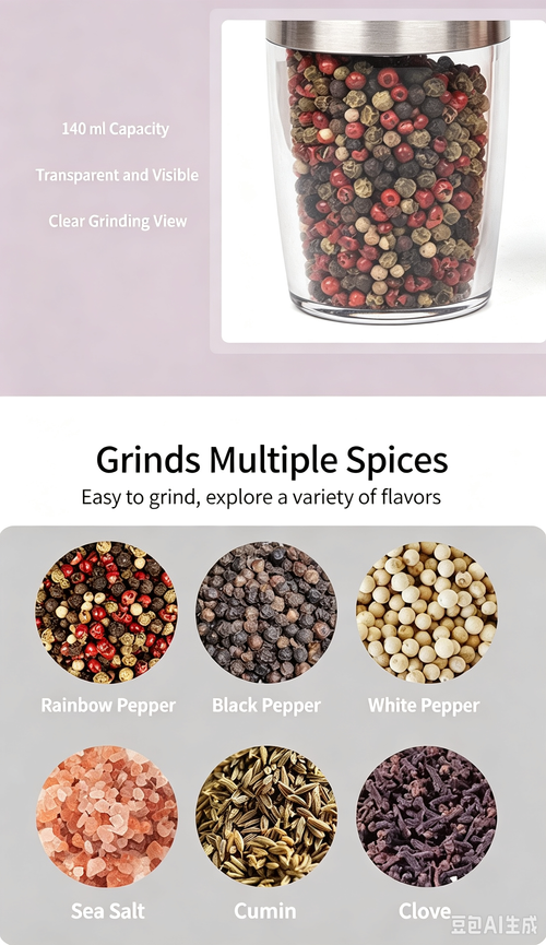 Gravity Sensor Electric Pepper Grinder, Household Automatic Spice Grinding Bottle for Sichuan Pepper Sea Salt