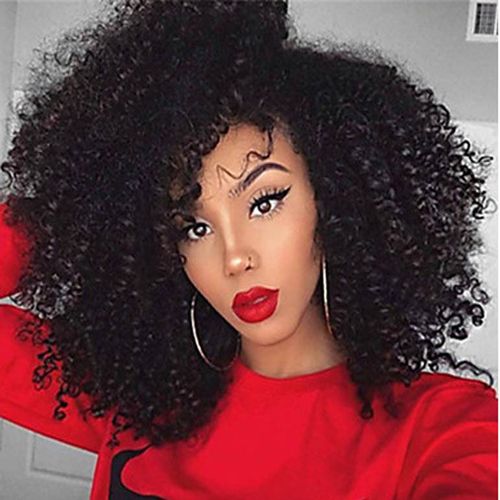 Middle Part Fluffy Small Curly Wig, Medium Length Spring Twist Wig for African Women