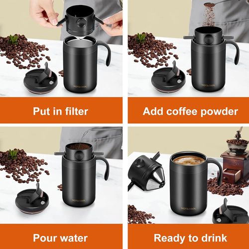 Portable Stainless Steel Insulated Pour Over Coffee Cup | Outdoor Drip Coffee Travel Set