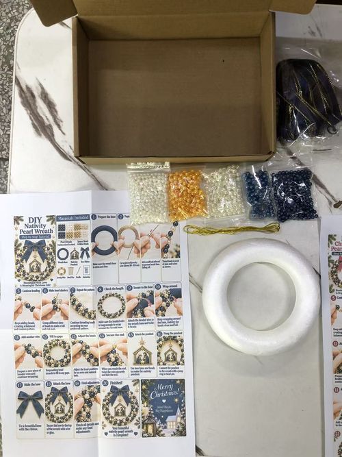 DIY Christmas Pearl Wreath Kit | Handmade Xmas Pearl Wreath Hanging Ornament