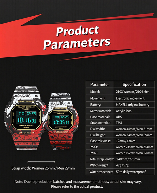 🔥Hot New Digital Watch, Waterproof Luminous Multifunctional Cool Sports Wrist Watch