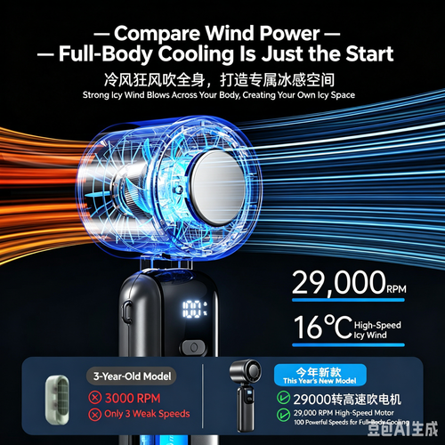 Too Hot? This Turbo Cooling Fan Blasts Ice-Cold Air – Handheld & Wearable Neck Fan, Foldable for Travel