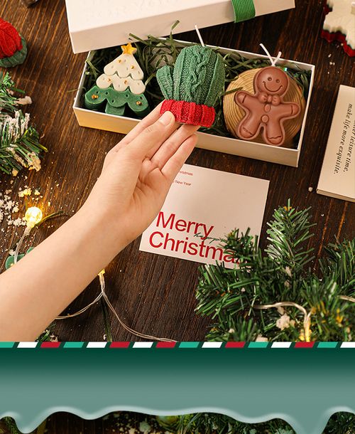 Christmas Tree & Deer Scented Candle Gift Box, Aromatherapy Soy Candle Holiday Present