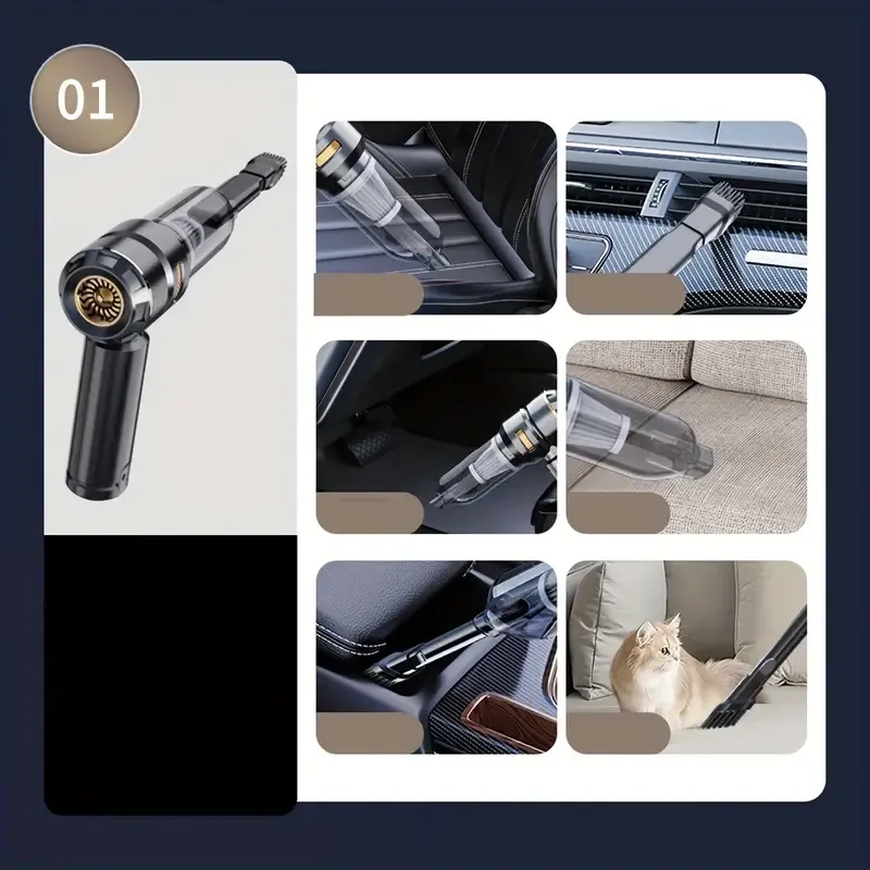 16,000 Pa wireless handheld vacuum cleaner with 100W high-power cyclonic suction. This cordless, powerful rechargeable vacuum is ideal for cars, offices and homes.​