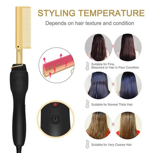 2-in-1 electric hair straightening comb and multi-functional curling iron, a high-temperature electric hair straightening comb - suitable for dry or wet hair, an ideal choice for barbers and home use.