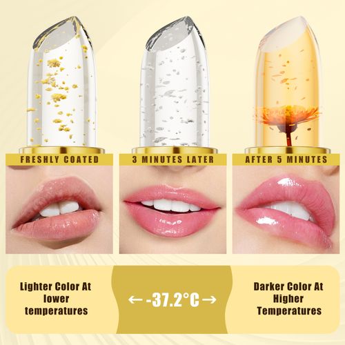 Thousands of shades for thousands of people: floral lipstick with hydrating care, natural and gentle, moisturizing gold leaf color-changing lipstick,3 pieces per box