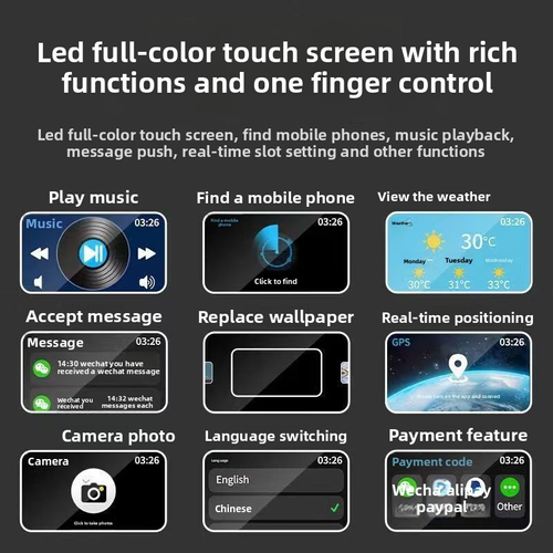 Touchscreen Earbuds LCD Display ANC Active Noise Cancelling Headphones Wireless In-Ear Bluetooth Headphones