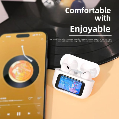 Touchscreen Earbuds LCD Display ANC Active Noise Cancelling Headphones Wireless In-Ear Bluetooth Headphones
