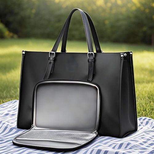 Multifunction Large Capacity Luxury Insulated Soft 15.6 Inch Laptop Shoulder Handbag Lunch Cooler Tote Bag with Purse for Women