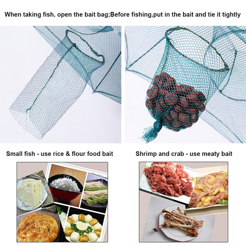 Hot selling 8-hole folding fishing net, automatic telescopic nylon fishing cage
