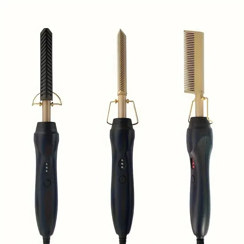 2-in-1 electric hair straightening comb and multi-functional curling iron, a high-temperature electric hair straightening comb - suitable for dry or wet hair, an ideal choice for barbers and home use.