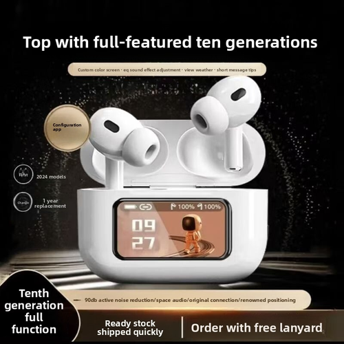 Touchscreen Earbuds LCD Display ANC Active Noise Cancelling Headphones Wireless In-Ear Bluetooth Headphones