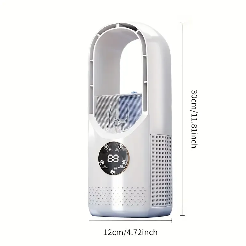 Portable Air Conditioning Fan USB Tower Fan Desktop Bladeless Fan - With Water Mist Cooling, Seven-color LED Ambient Light, Timer And Smart Shutdown - Perfect For Office, Travel, Camping And Home Essentials
