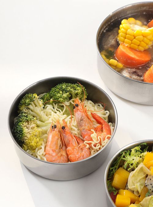 (5 pieces) Stainless steel food storage containers, round kitchen refrigerator food storage containers with lids