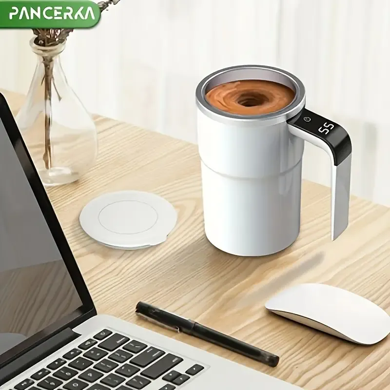 Automatic stirring cup, magnetic automatic stirring coffee cup with temperature display function,